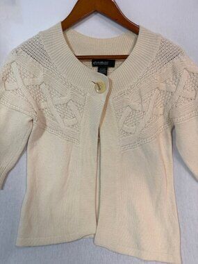 Eddie Bauer Cardigan S Angora Blend Cream Cottagecore Soft Knit Sweater